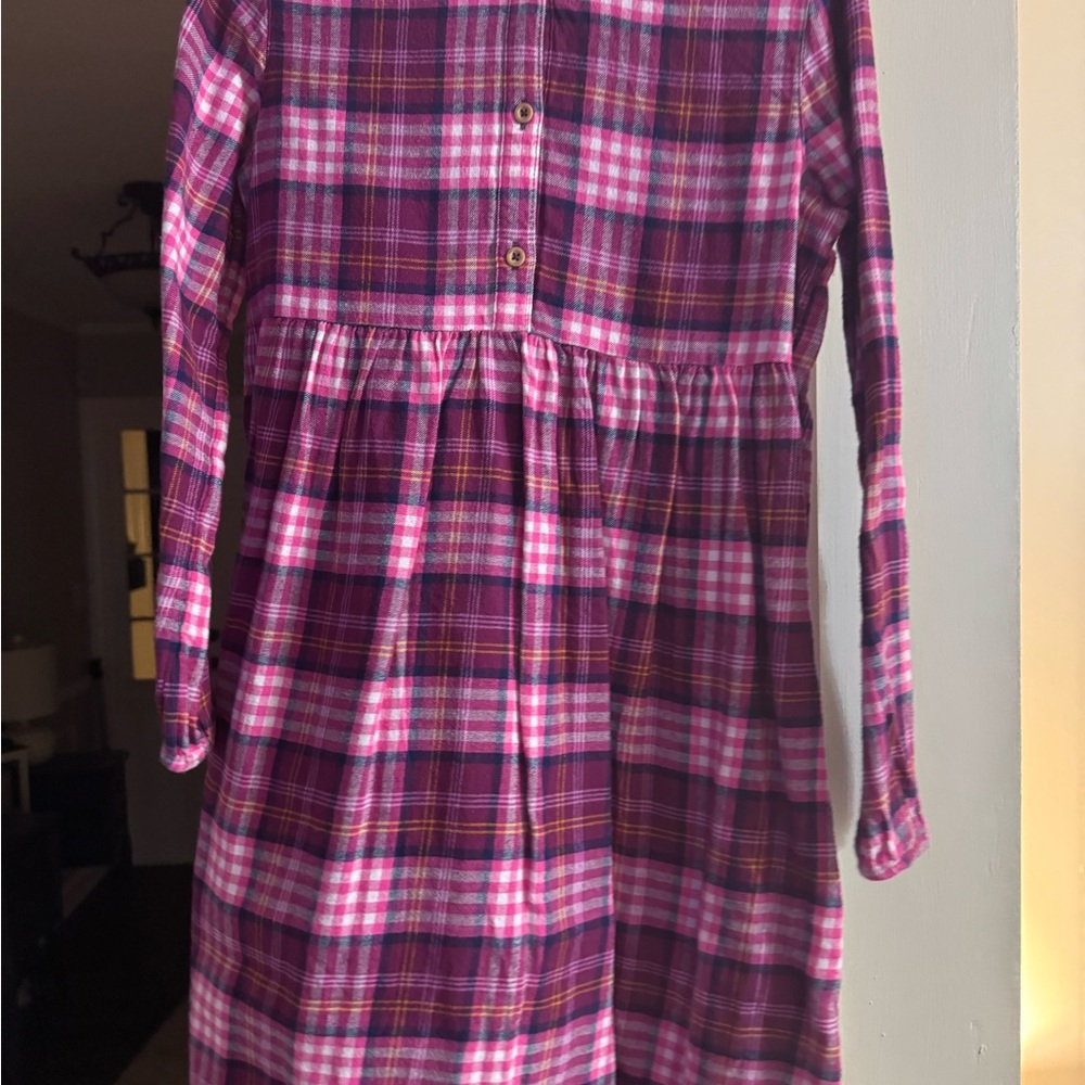 Pink and Purple Buttoned Long Sleeve Casual Dress